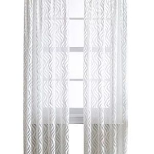 Set of Two Lyric White Sheer Rod Pocket Curtain Panels